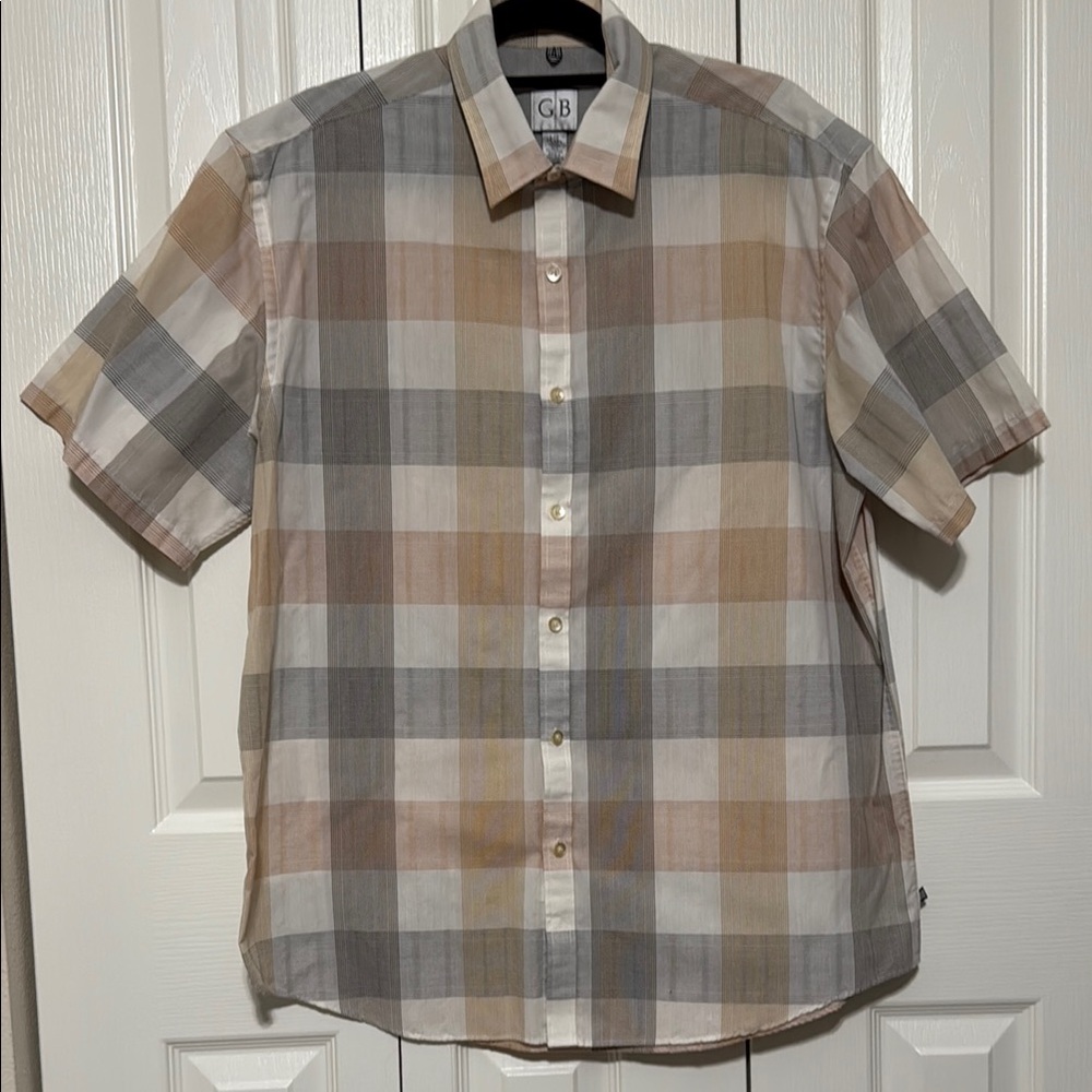Geoffrey Beene Men’s SZ L (16-16 1/2) Checkered Short Sleeve Button Down Shirt - Picture 10 of 10